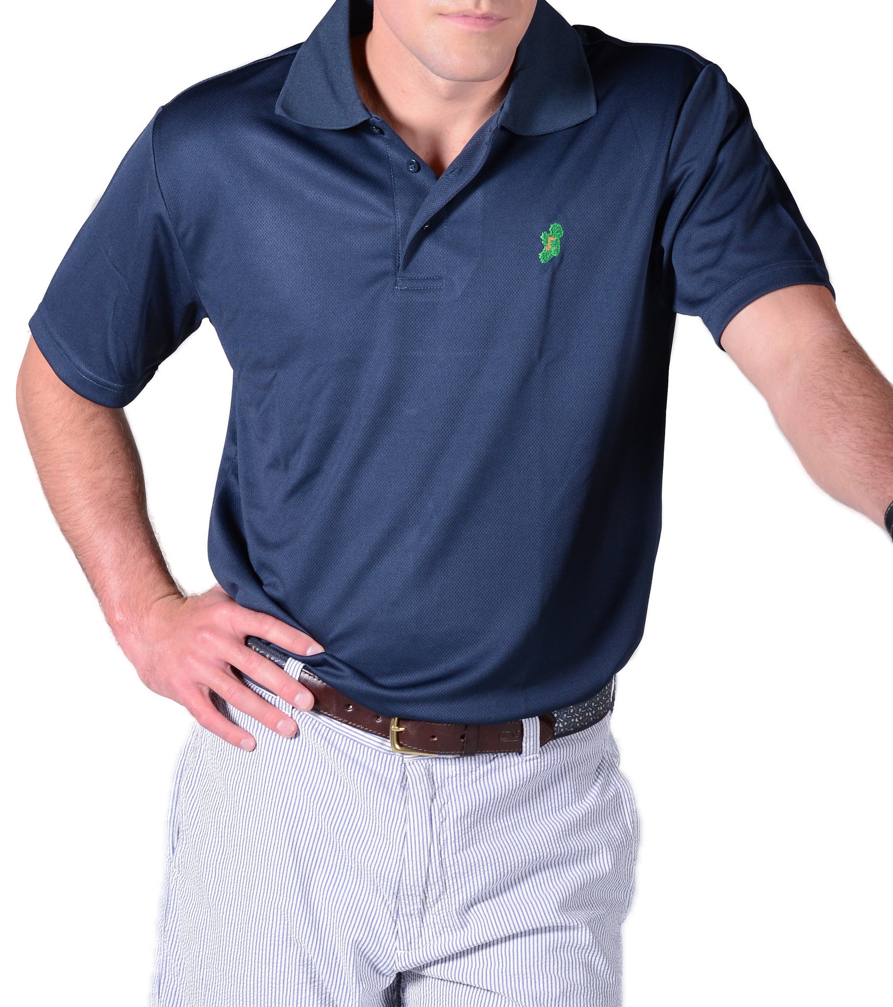 Men's Navy Blue Irish Golf Shirts by Ireland Shirt