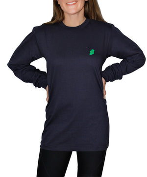 Ladies Navy Blue Long Sleeve Irish T Shirts by Ireland Shirt